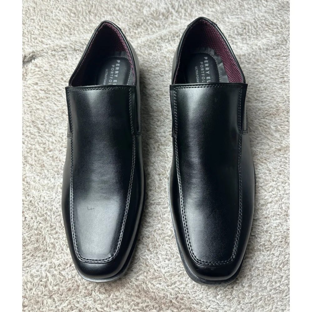 Perry Ellis Portfolio Shoes Black Ultra Foam Pablo Slip On Loafers Mens 9.5 M